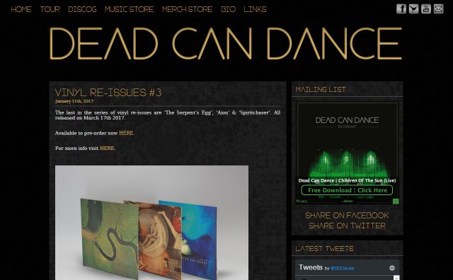 Dead Can DanceのWEBデザイン