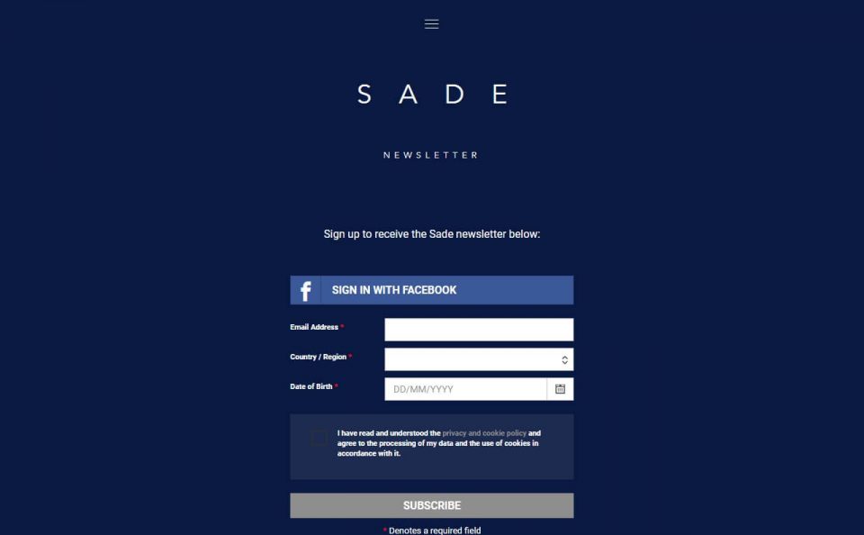 Sade SadeのWEBデザイン