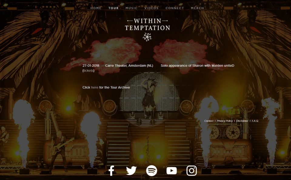 Within TemptationのWEBデザイン