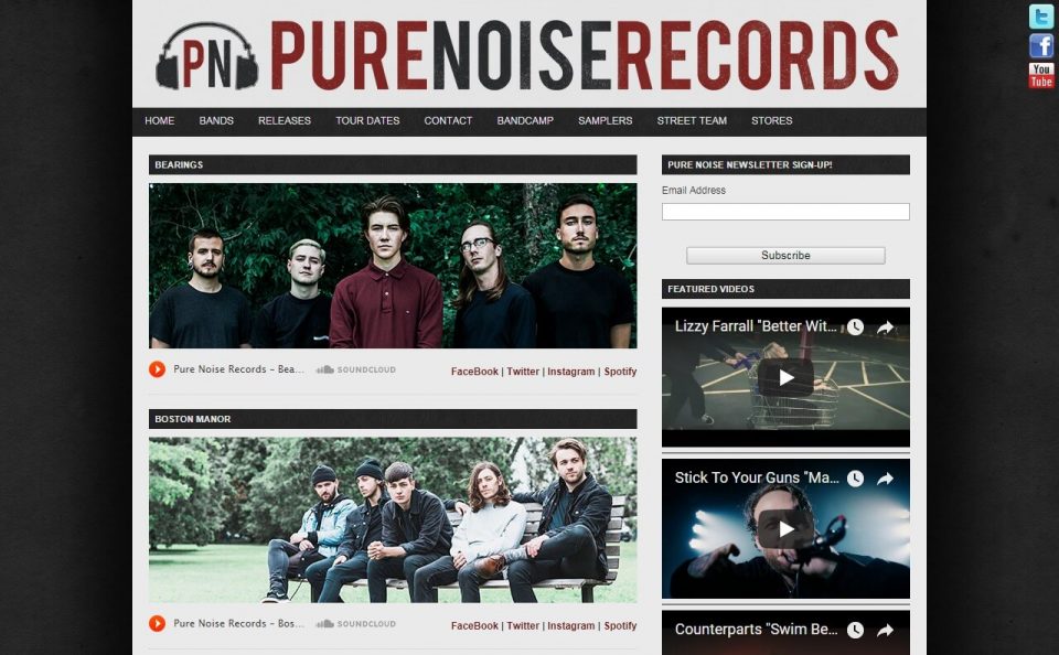 Pure Noise RecordsのWEBデザイン