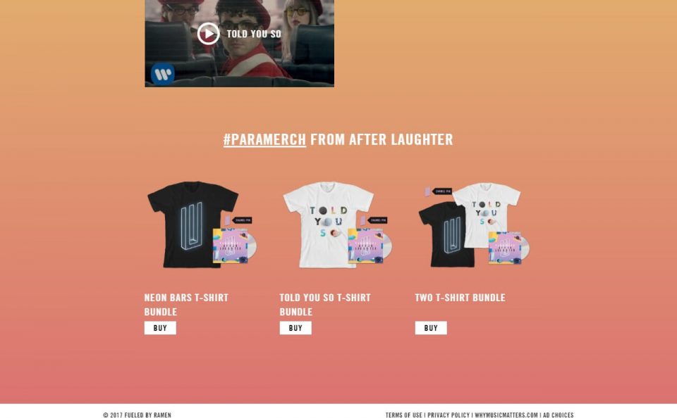 Paramore – New album After Laughter available now. – music, videos, and tourのWEBデザイン