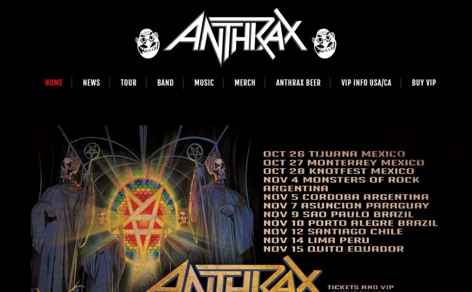 ANTHRAX | Official WebsiteのWEBデザイン
