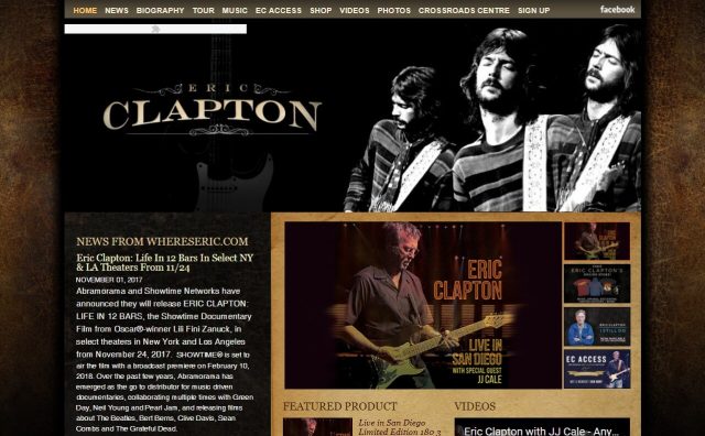 Eric ClaptonのWEBデザイン