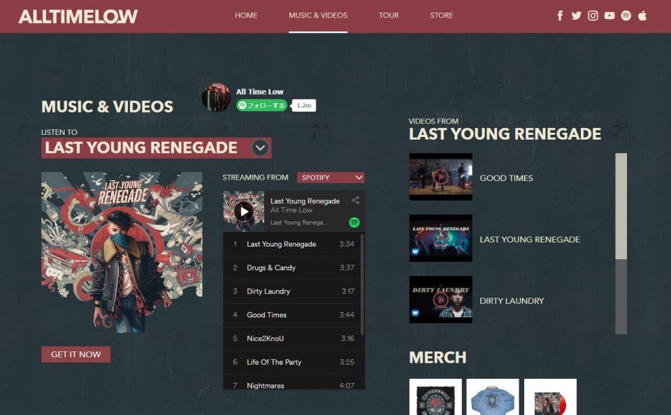 All Time Low | Official Website: New Album Last Young Renegade Available Now – Check out All Time Low On Tour. Music. Videos, and Photos.のWEBデザイン