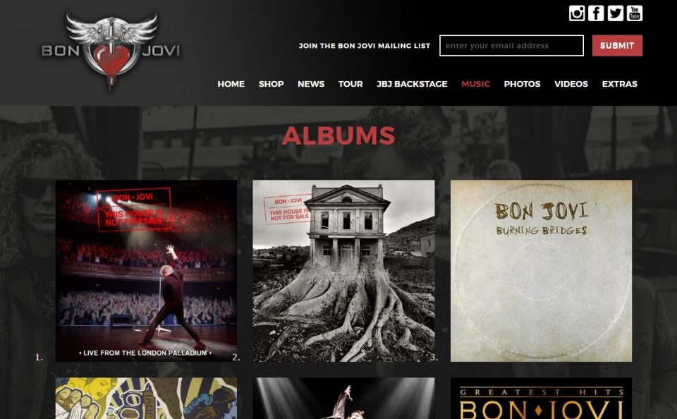 BonJovi.com – The official site of Bon JoviのWEBデザイン