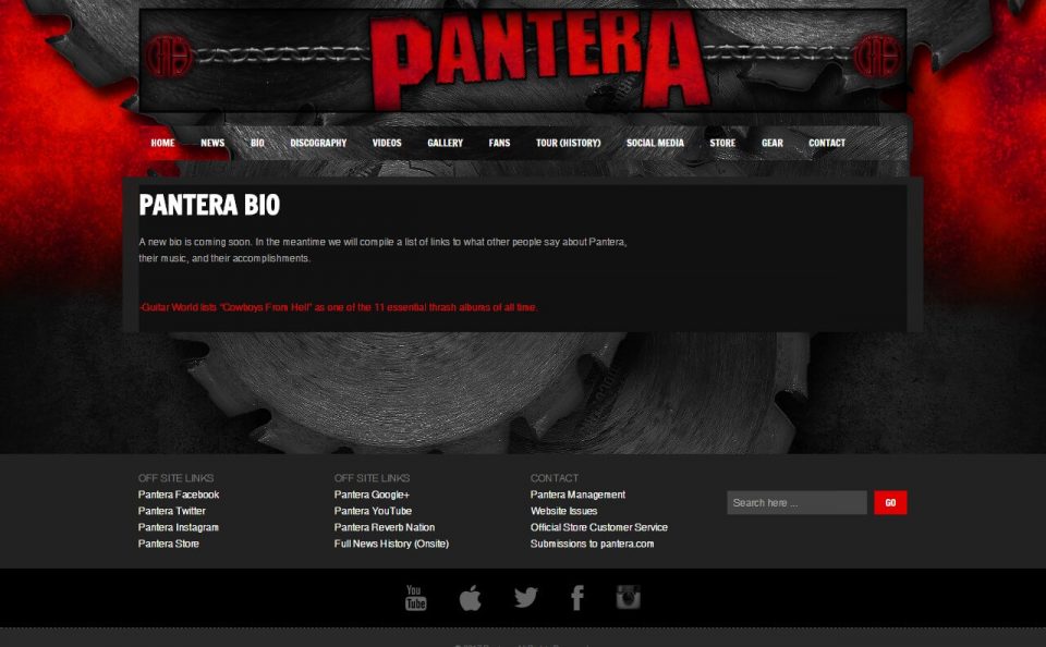 Pantera – Cowboys From HellのWEBデザイン