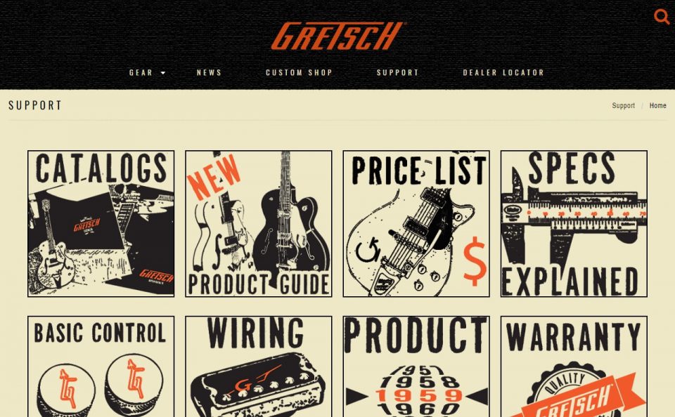Gretsch GuitarsのWEBデザイン