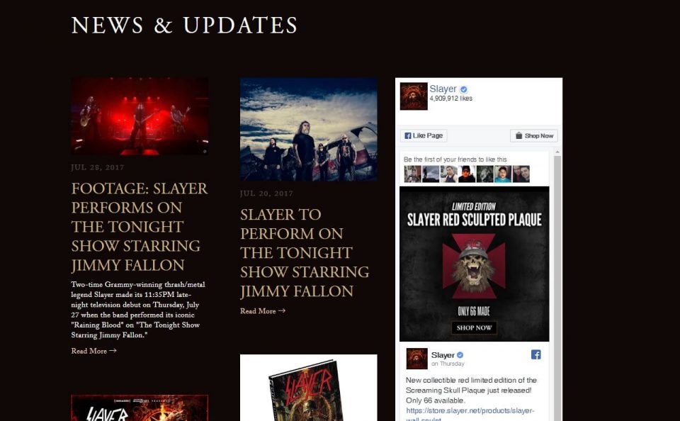 Slayer – Repentless | The Official Slayer SiteのWEBデザイン