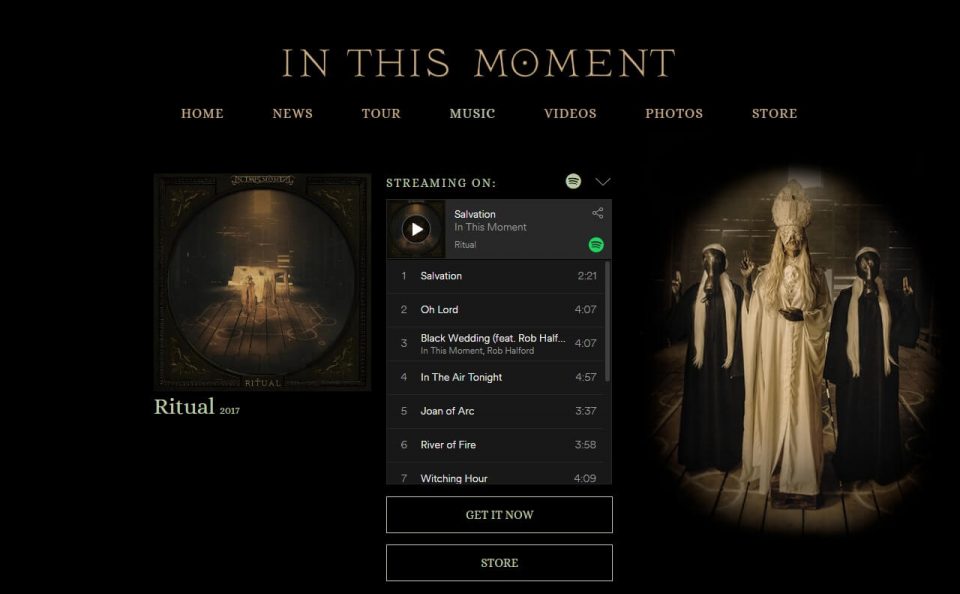 In This Moment Official WebsiteのWEBデザイン