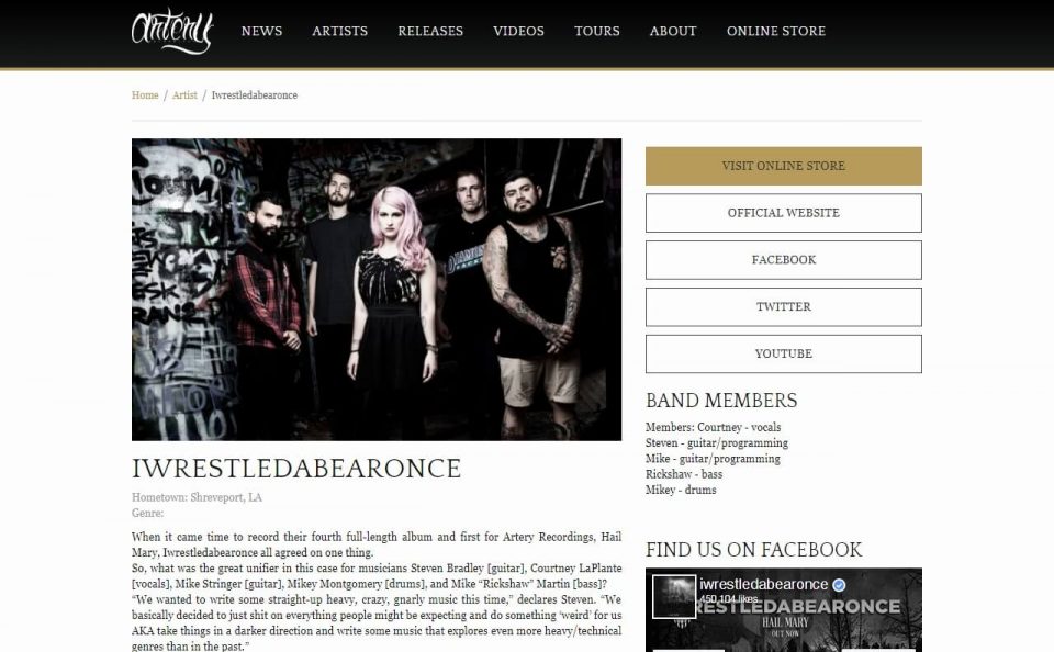 Artery Recordings | The official site of Artery RecordingsのWEBデザイン