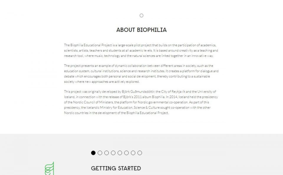 Biophilia Educational ProjectのWEBデザイン