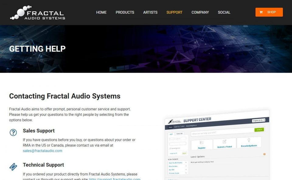 Fractal Audio Systems – Amp Modeling and Effects Processor TechnologyのWEBデザイン