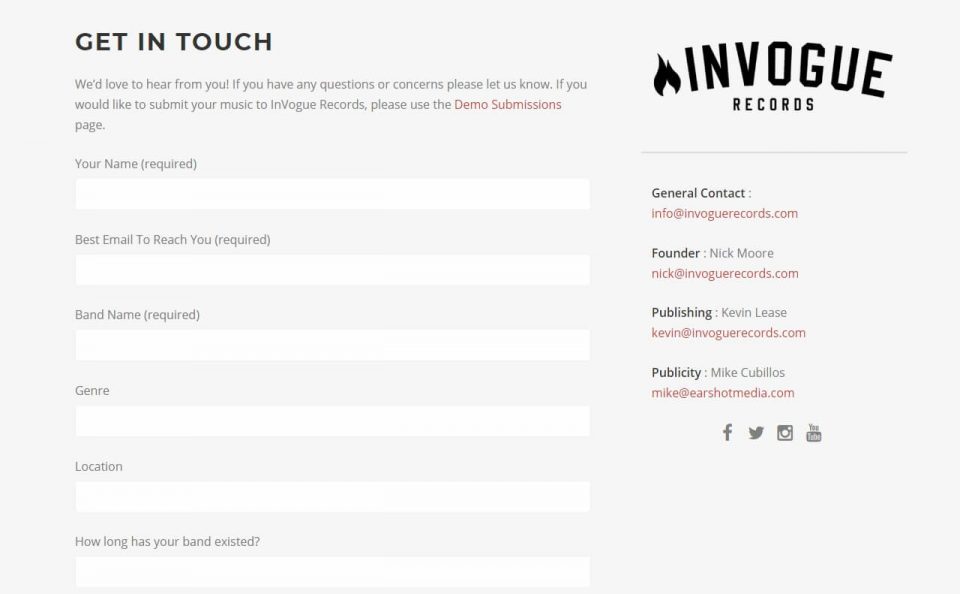 InVogue Records | Independent Record LabelのWEBデザイン