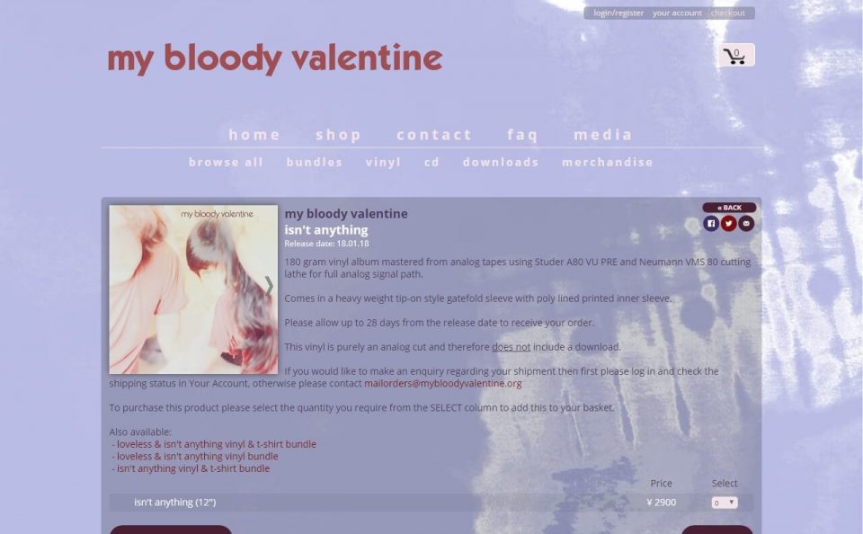 my bloody valentine – official websiteのWEBデザイン