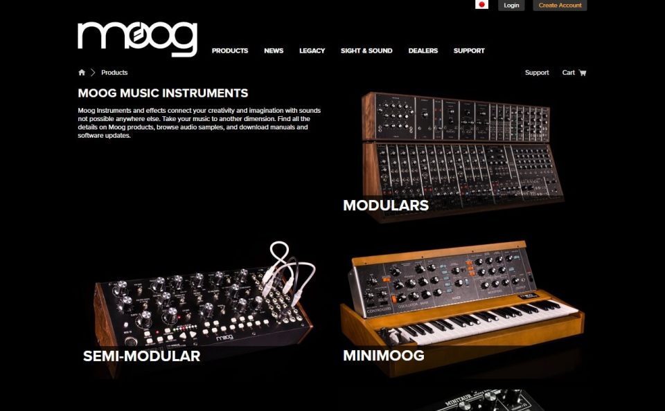 Moog Music IncのWEBデザイン