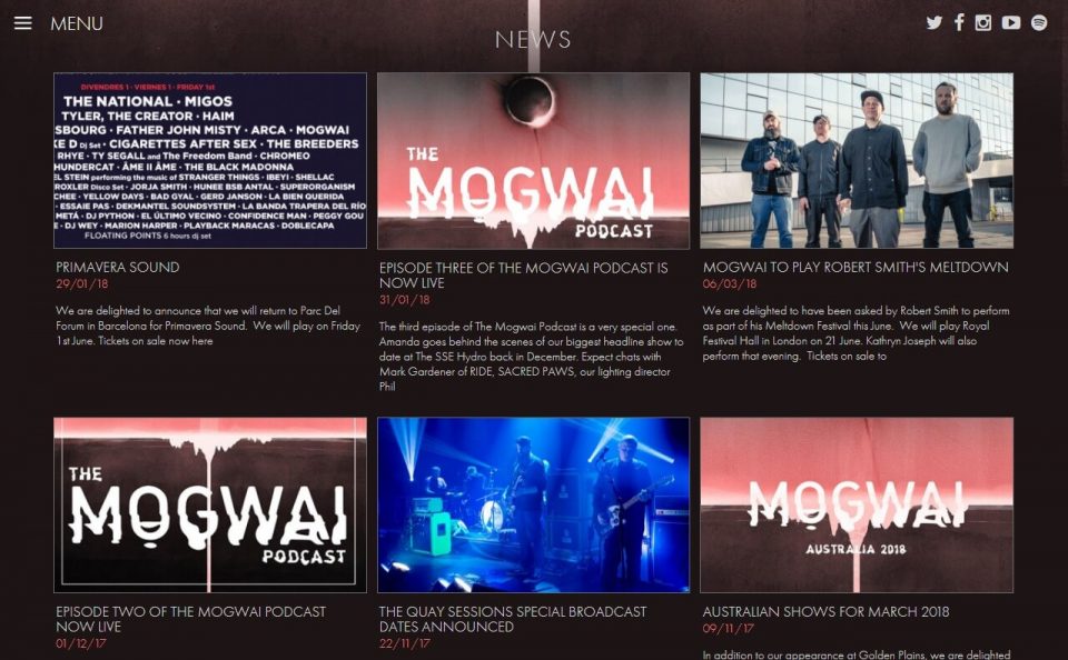 Mogwai : Official WebsiteのWEBデザイン