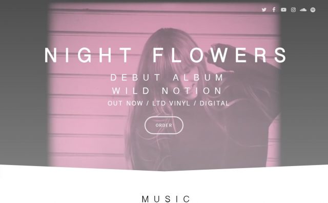 Night Flowers – Debut Album Wild Notion Out NowのWEBデザイン