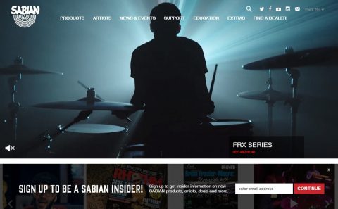 Home | SABIAN CymbalsのWEBデザイン