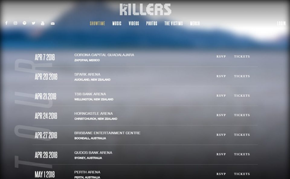The Killers | Official SiteのWEBデザイン