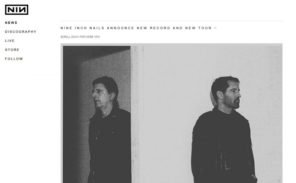 nine inch nails | the official websiteのWEBデザイン
