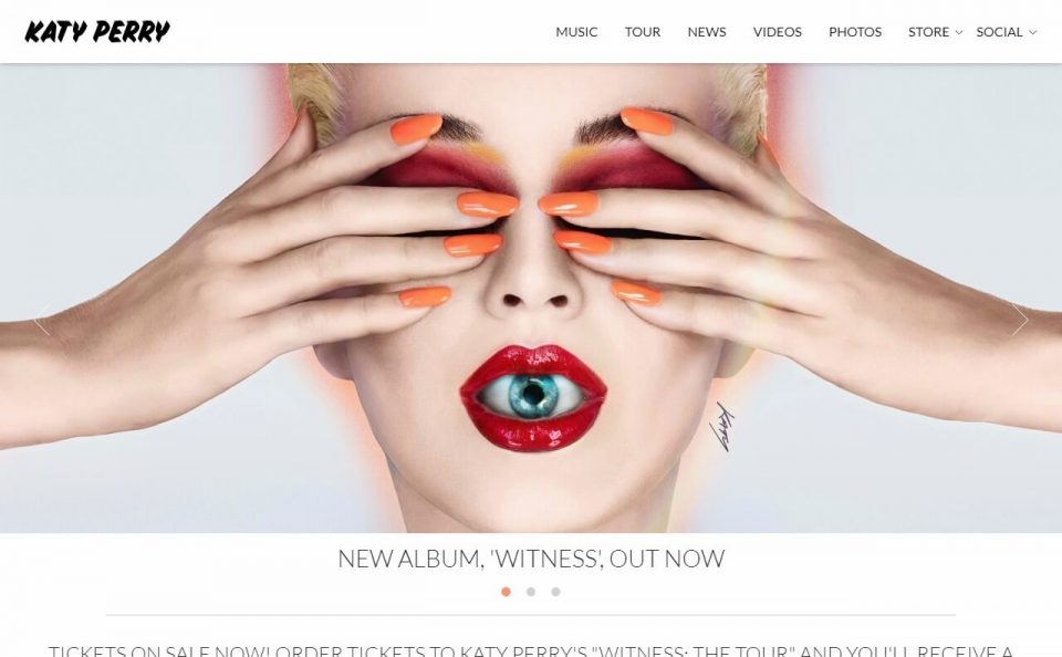 Katy Perry | WITNESS. THE ALBUM. THE TOURのWEBデザイン
