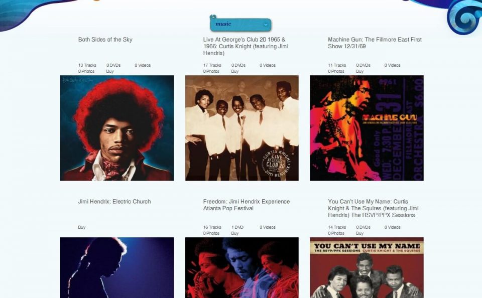 Jimi Hendrix | The Official Jimi Hendrix SiteのWEBデザイン