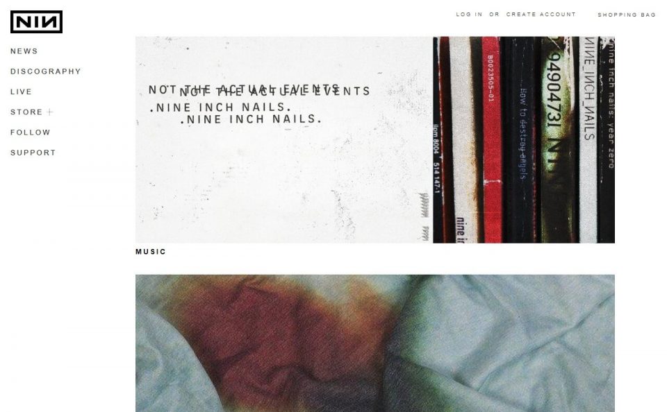 nine inch nails | the official websiteのWEBデザイン