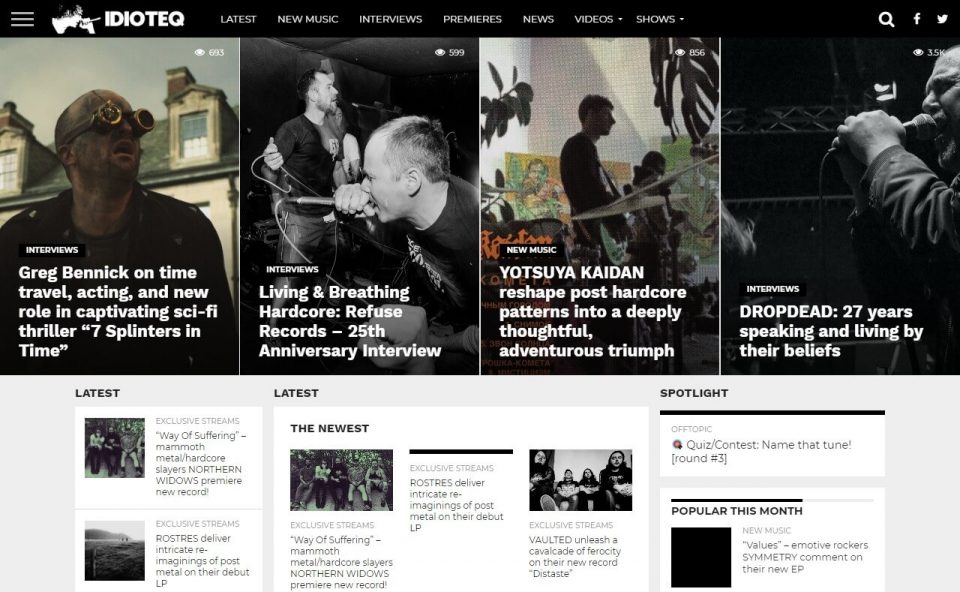 IDIOTEQ.com – DIY Hardcore Punk & Experimental Music News & InterviewsのWEBデザイン