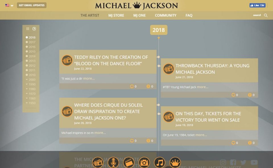 Home | Michael Jackson Official SiteのWEBデザイン
