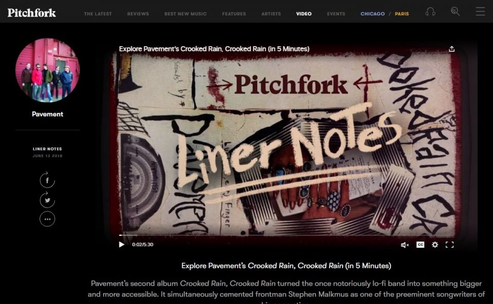 Pitchfork | The Most Trusted Voice in Music.のWEBデザイン