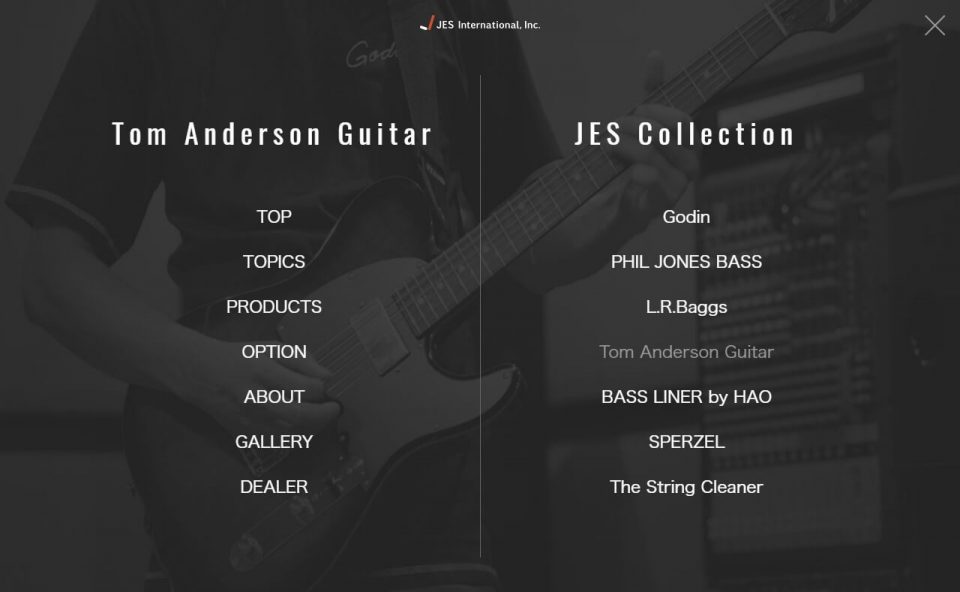 Tom Anderson Guitar｜JES International, Inc.のWEBデザイン