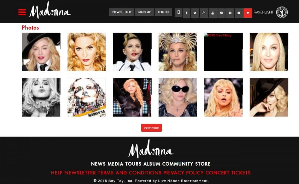 Madonna.com > HomeのWEBデザイン