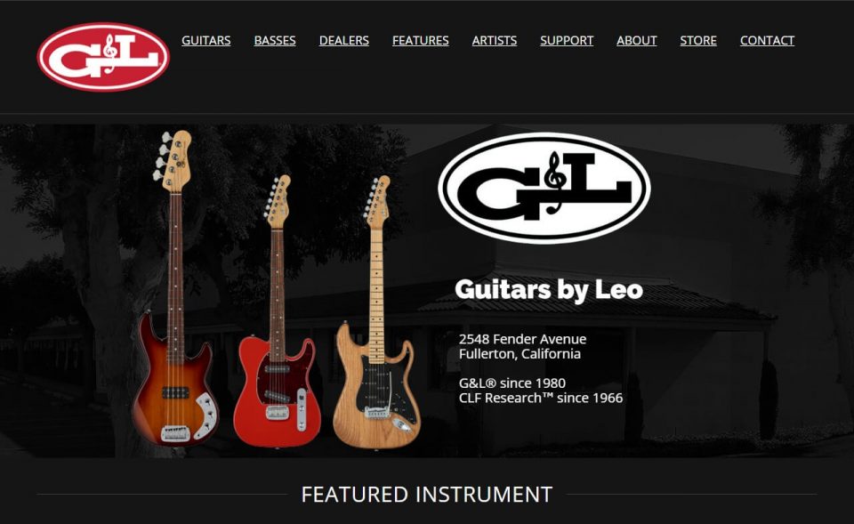 G&L Musical Instruments | Made in Fullerton Since 1980のWEBデザイン