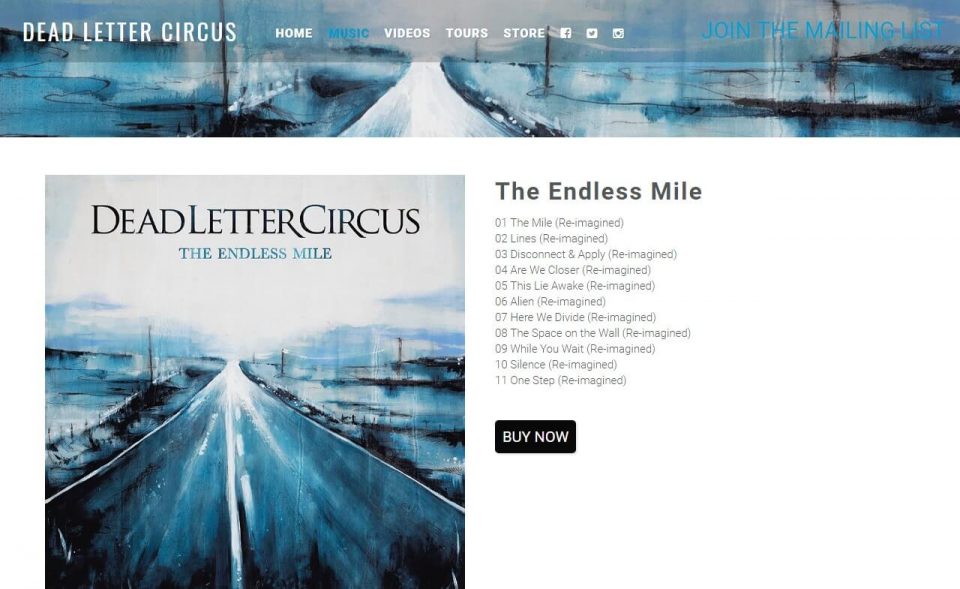 Dead Letter Circus – New album The Endless MileのWEBデザイン
