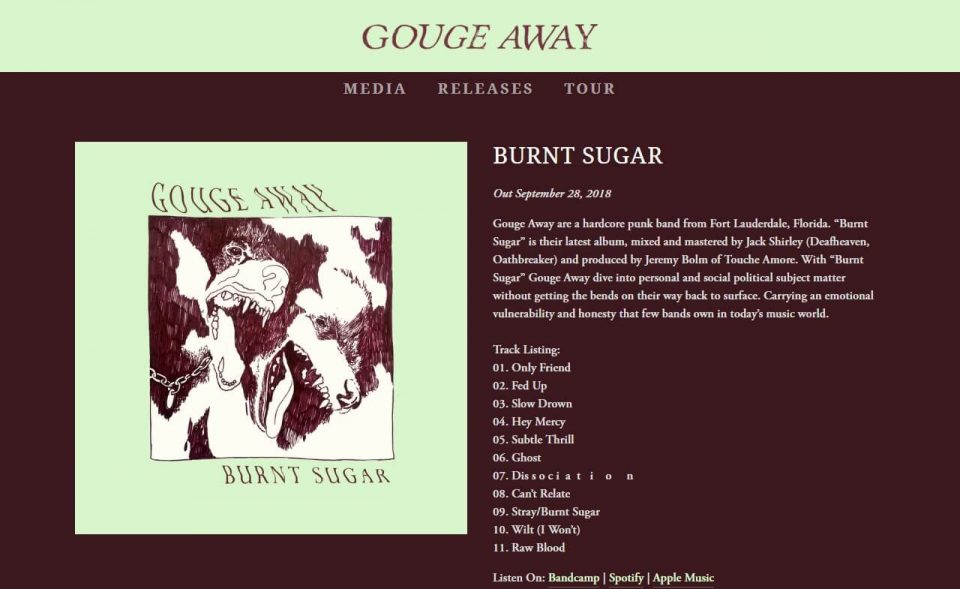 Gouge AwayのWEBデザイン