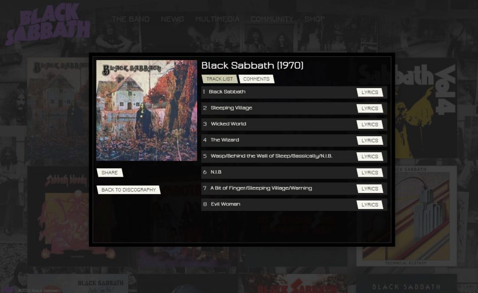 The Official Black Sabbath Website ::のWEBデザイン