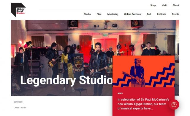 The Most Famous Recording Studios – Abbey Road StudiosのWEBデザイン