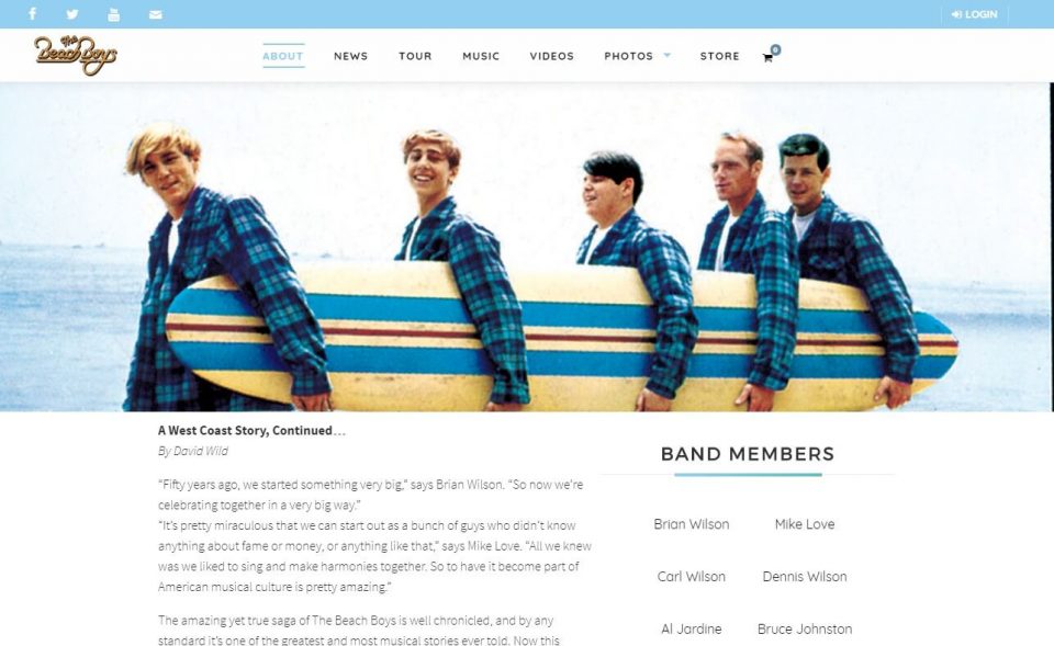 The Beach Boys | HomeのWEBデザイン