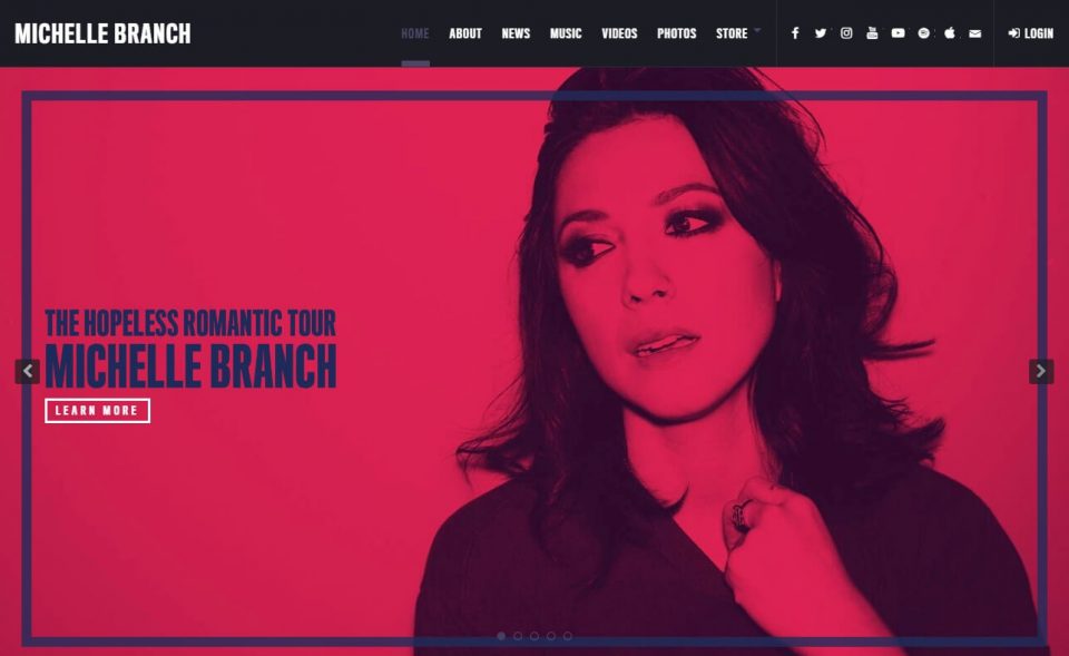 Michelle Branch | Official SiteのWEBデザイン