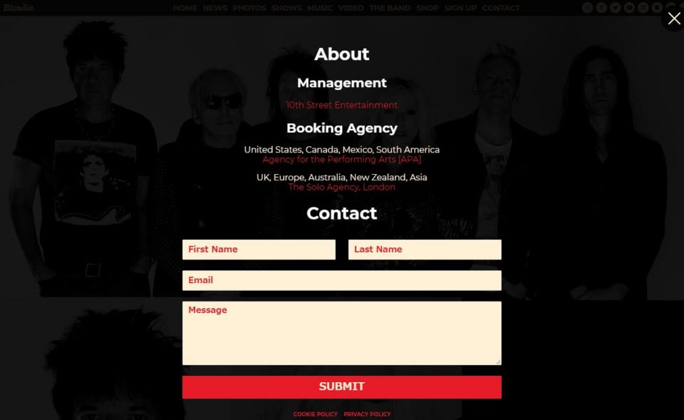 Blondie – Official WebsiteのWEBデザイン