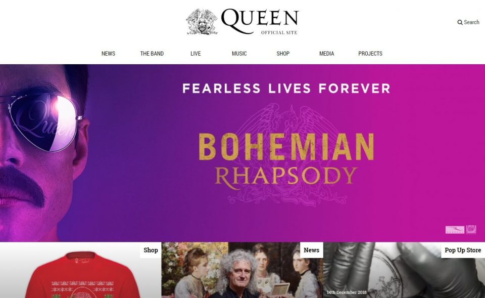 QueenOnline.com – The Official Queen WebsiteのWEBデザイン