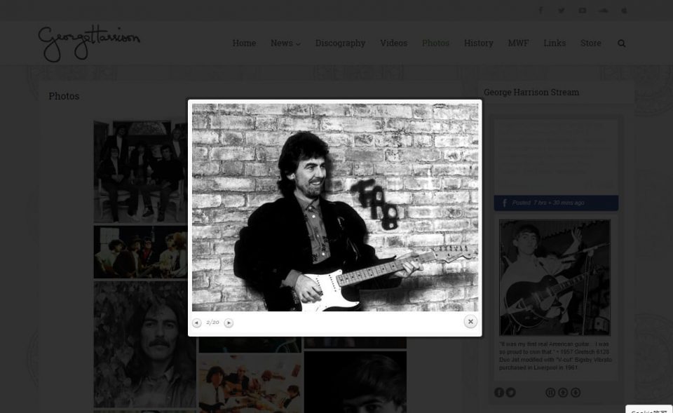 George Harrison – Official site with news, image gallery, links, discography of entire Harrison catalog, audio, video, and other media downloads.のWEBデザイン