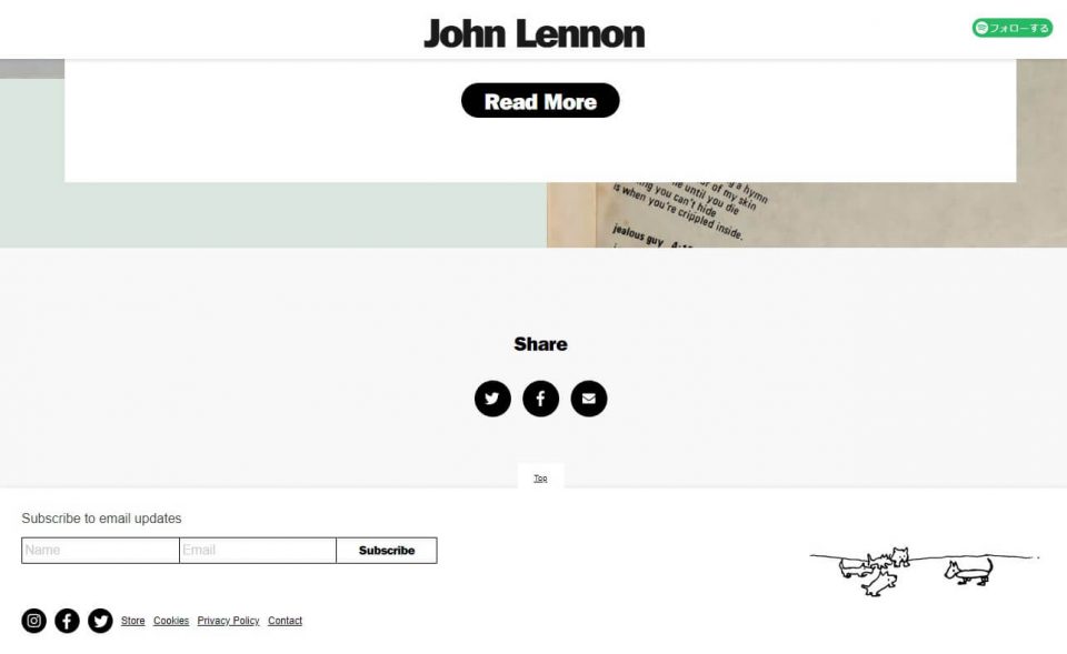 John Lennon – Official WebsiteのWEBデザイン