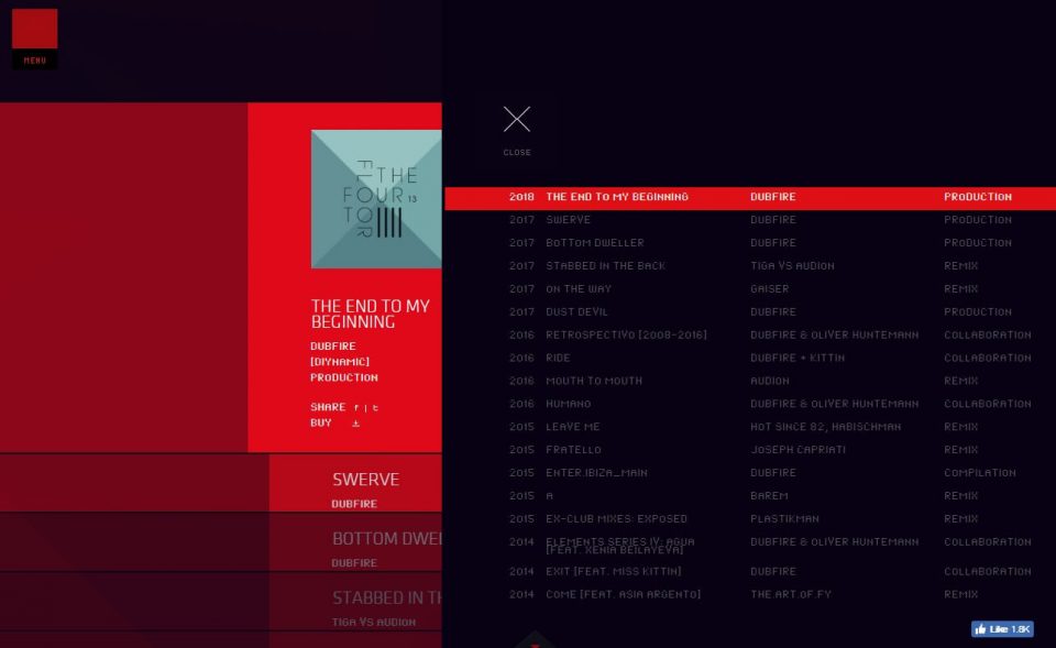 Dubfire Official websiteのWEBデザイン