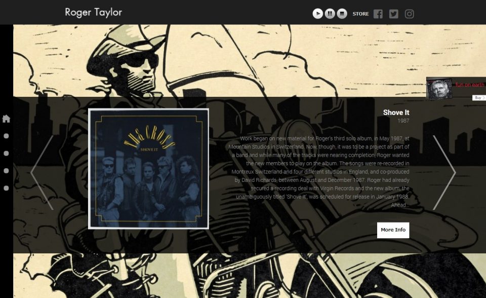 Roger Taylor WebsiteのWEBデザイン