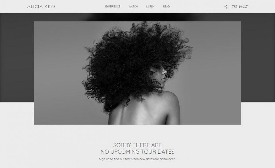 Alicia Keys » Official SiteのWEBデザイン