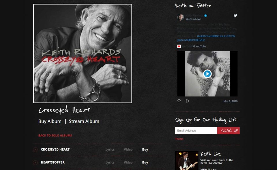 This is the official community of Keith Richards, your source for the latest news and updates on Keith Richards.のWEBデザイン