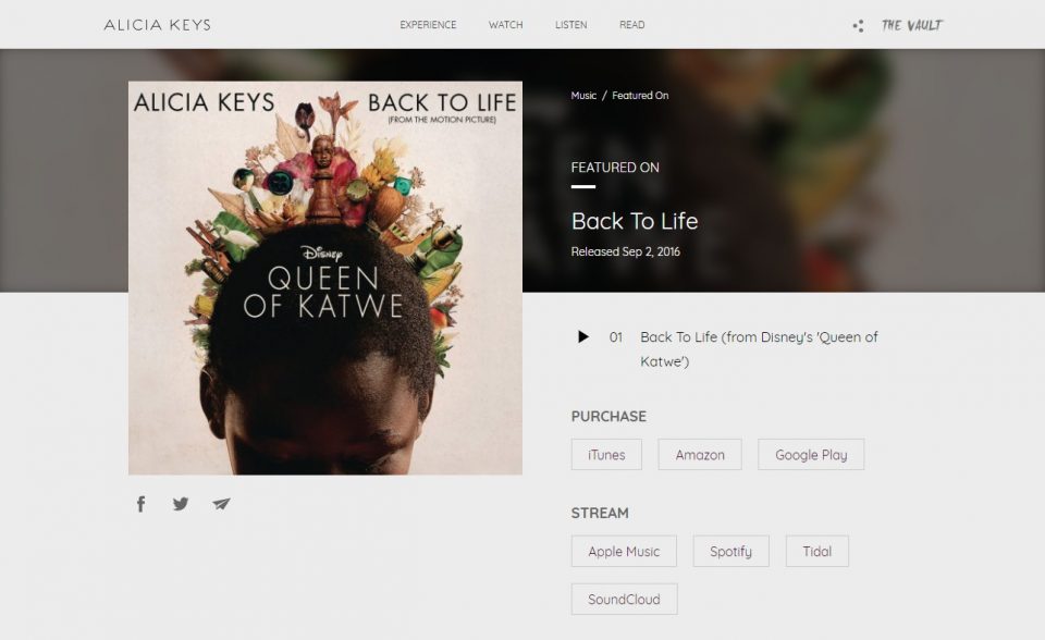 Alicia Keys » Official SiteのWEBデザイン