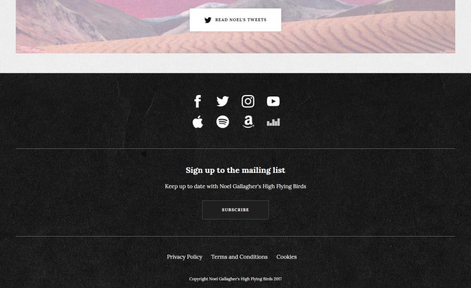 Official Website | Noel Gallagher’s High Flying BirdsのWEBデザイン