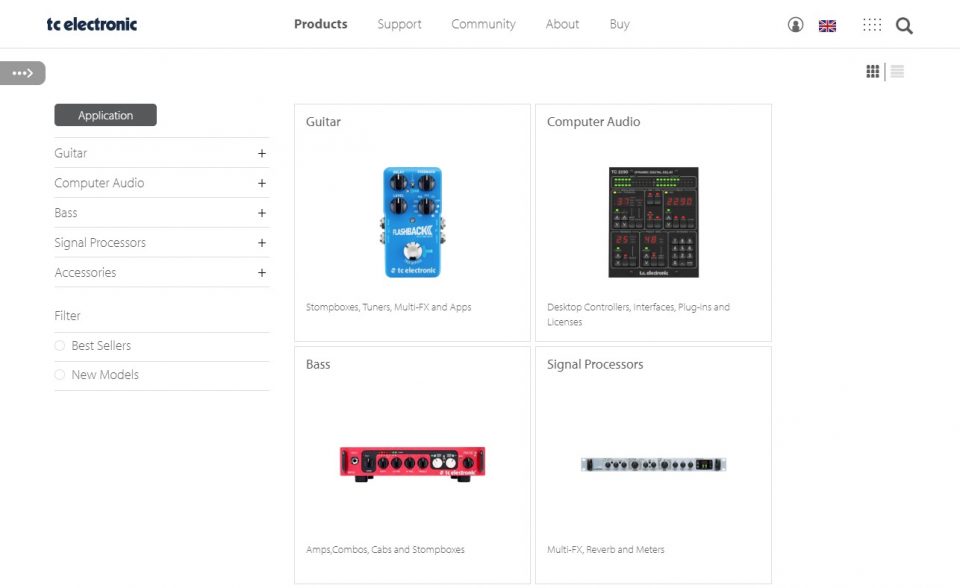 TC Electronic Home Page | MUSIC Group – TC ElectronicのWEBデザイン